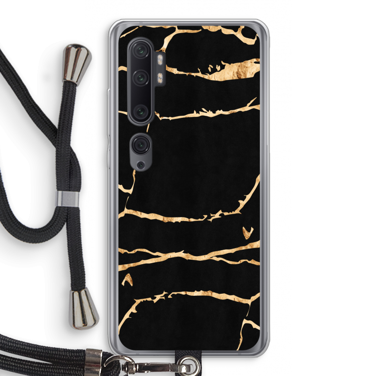 Gouden marmer: Xiaomi Mi Note 10 Pro Transparant Hoesje met koord