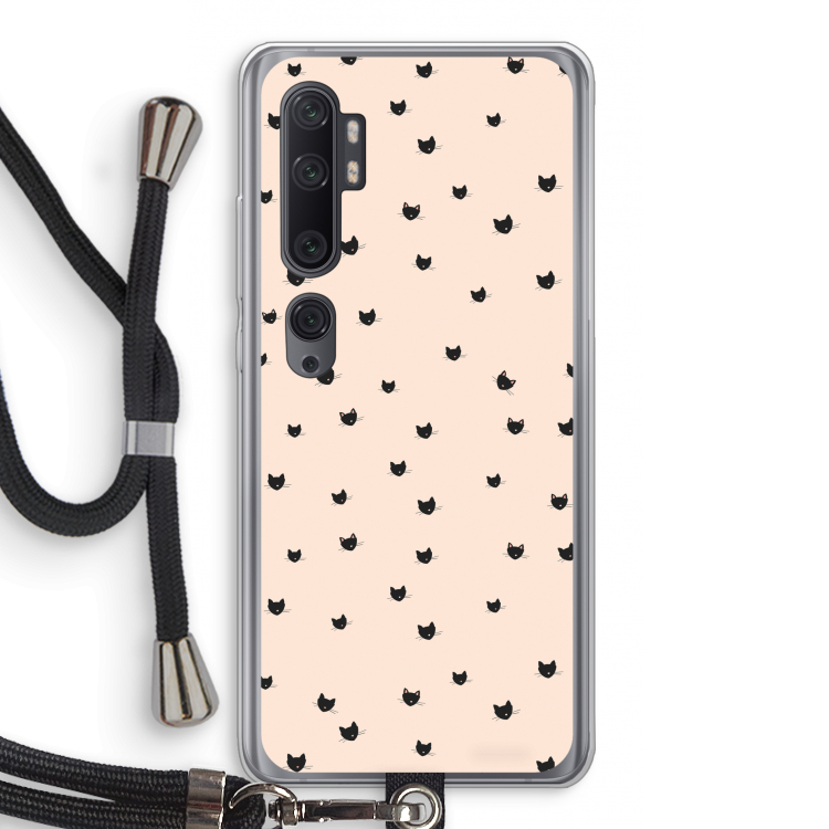 Kleine kattenkopjes: Xiaomi Mi Note 10 Pro Transparant Hoesje met koord