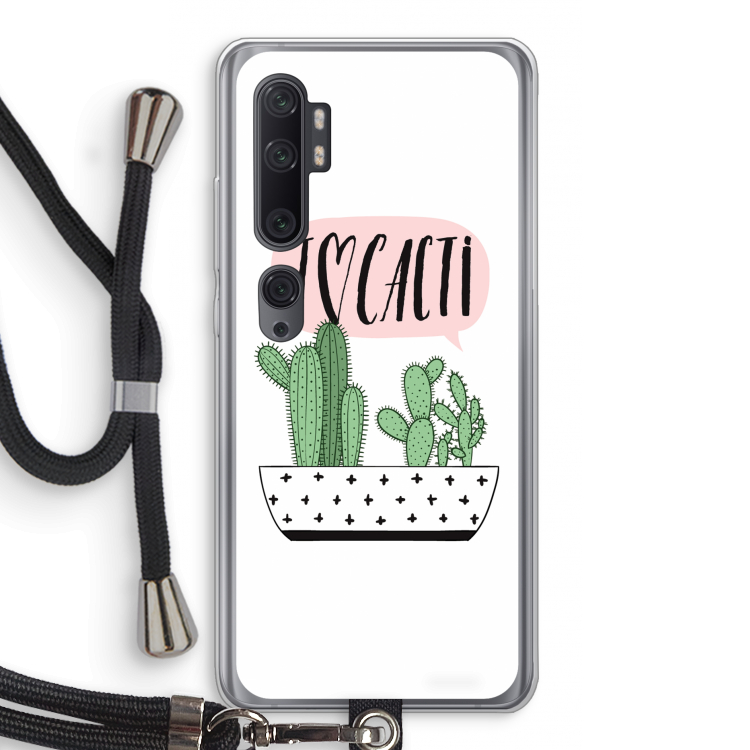 I love cacti: Xiaomi Mi Note 10 Pro Transparant Hoesje met koord