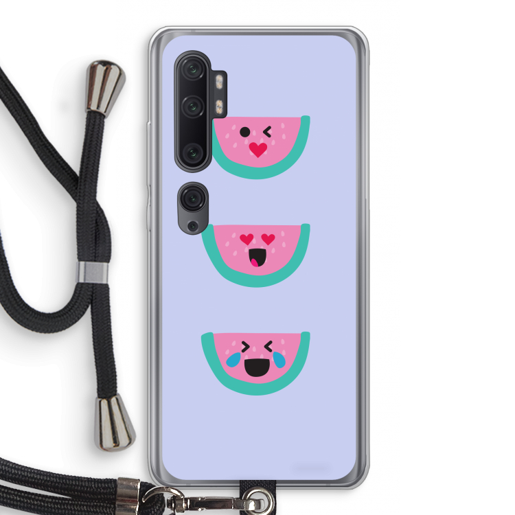 Smiley watermeloen: Xiaomi Mi Note 10 Pro Transparant Hoesje met koord