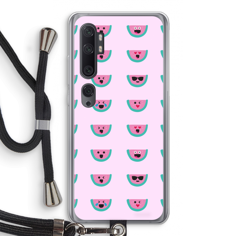 Smiley watermeloenprint: Xiaomi Mi Note 10 Pro Transparant Hoesje met koord