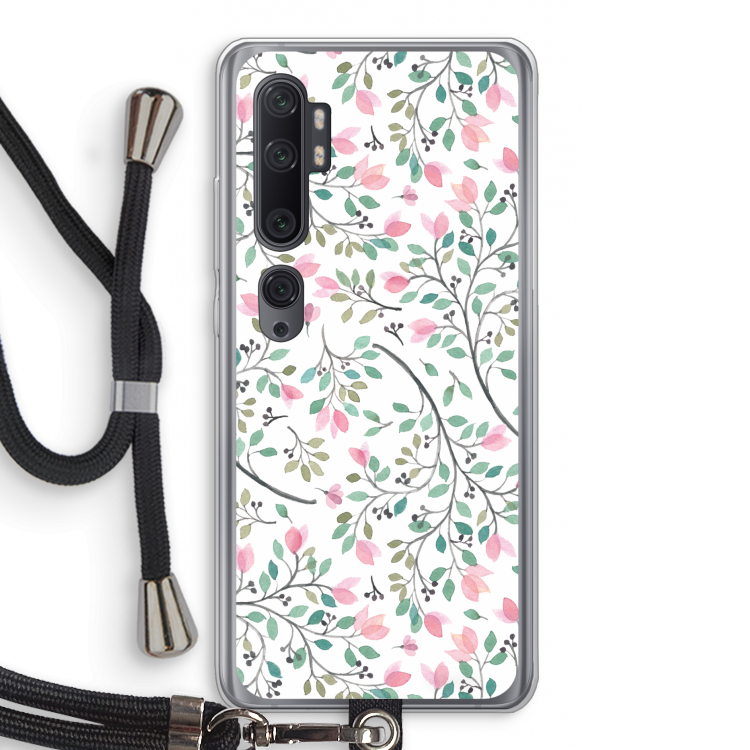 Sierlijke bloemen: Xiaomi Mi Note 10 Pro Transparant Hoesje met koord