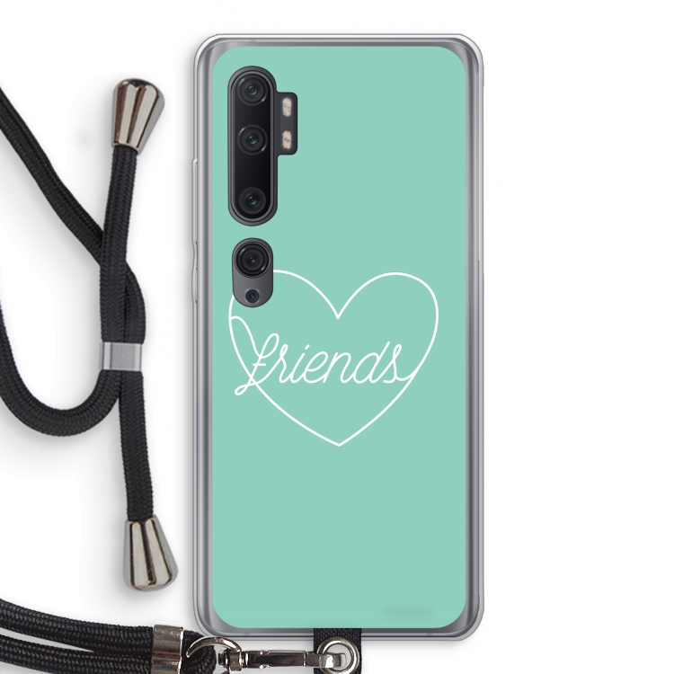 Friends heart pastel: Xiaomi Mi Note 10 Pro Transparant Hoesje met koord