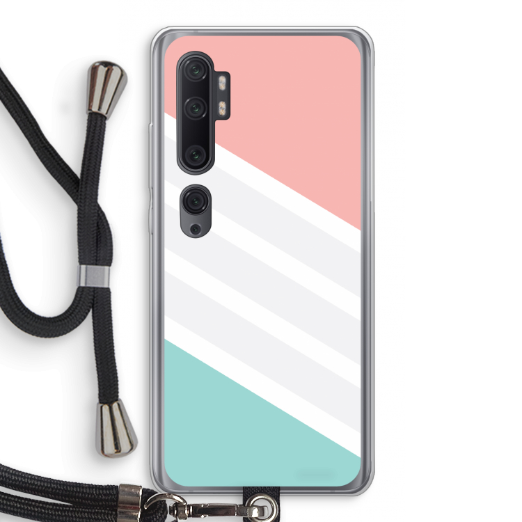 Strepen pastel: Xiaomi Mi Note 10 Pro Transparant Hoesje met koord