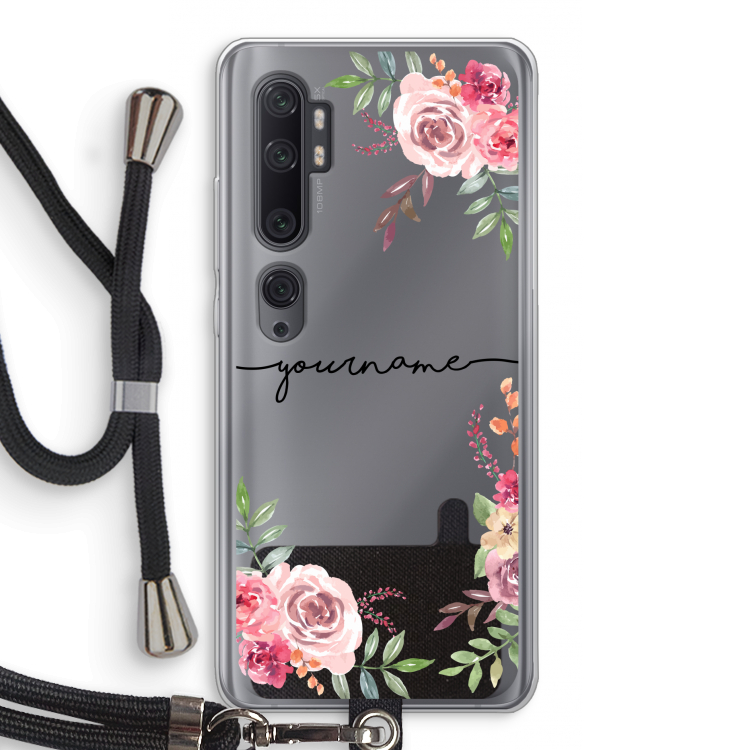 Rozen: Xiaomi Mi Note 10 Pro Transparant Hoesje met koord