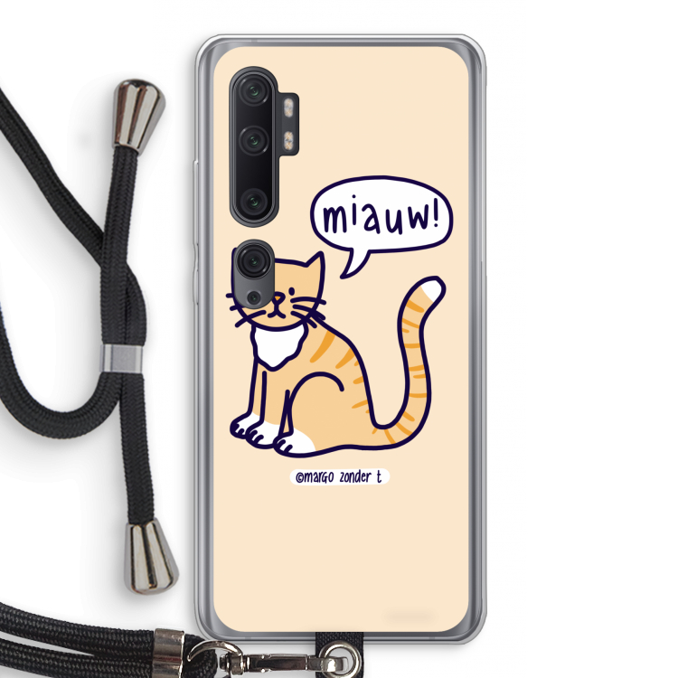 Miauw: Xiaomi Mi Note 10 Pro Transparant Hoesje met koord
