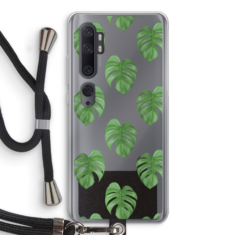 Monstera leaves: Xiaomi Mi Note 10 Pro Transparant Hoesje met koord