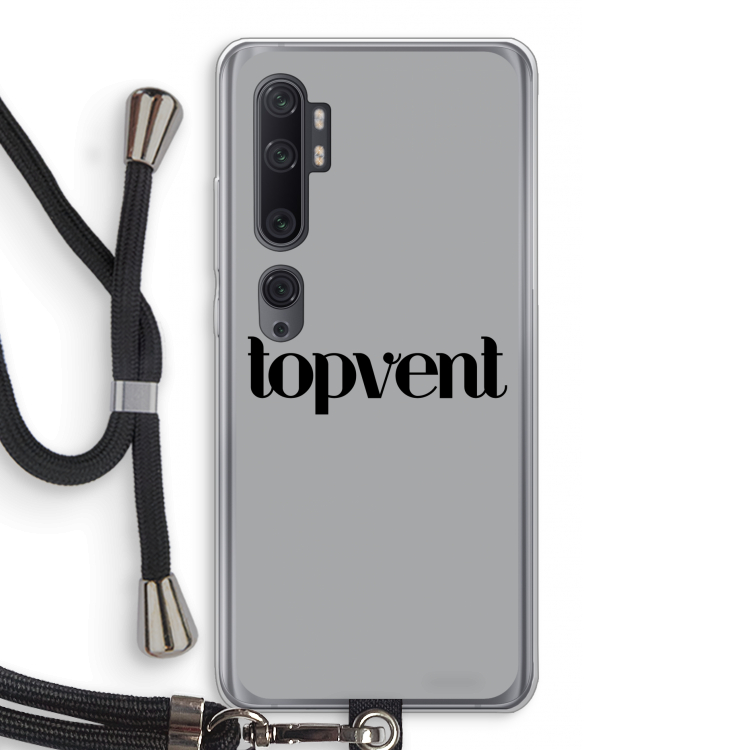 Topvent Grijs Zwart: Xiaomi Mi Note 10 Pro Transparant Hoesje met koord