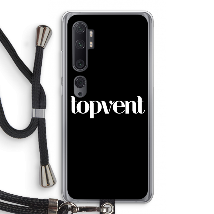 Topvent Zwart: Xiaomi Mi Note 10 Pro Transparant Hoesje met koord