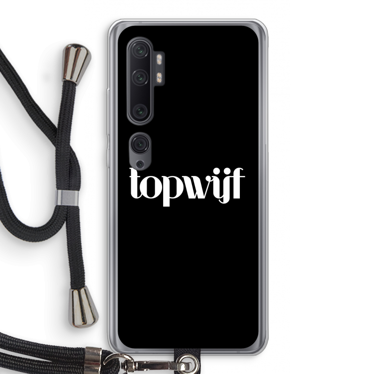 Topwijf Zwart: Xiaomi Mi Note 10 Pro Transparant Hoesje met koord
