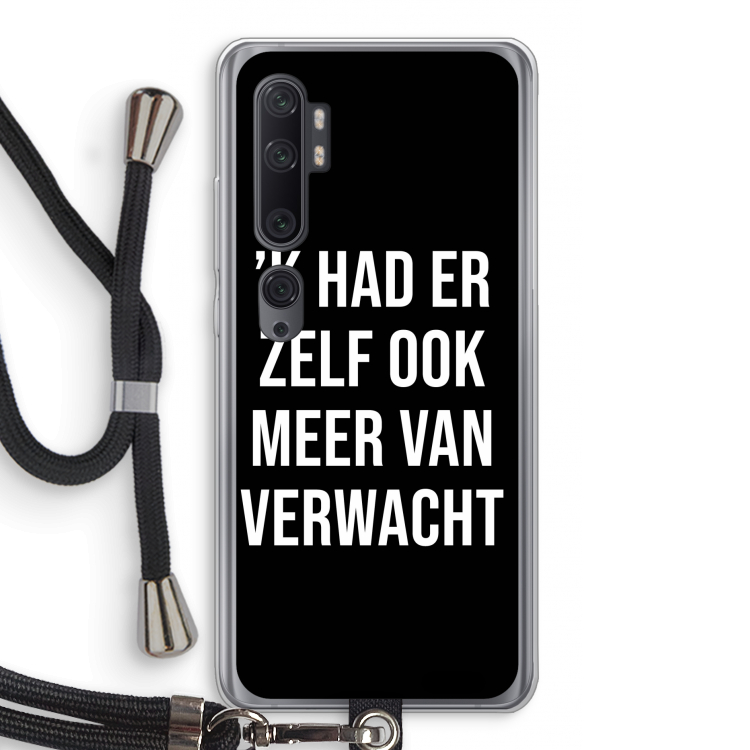 Meer verwacht - Zwart: Xiaomi Mi Note 10 Pro Transparant Hoesje met koord