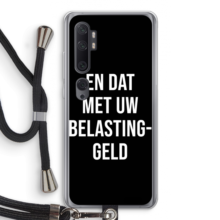 Belastinggeld - Zwart: Xiaomi Mi Note 10 Pro Transparant Hoesje met koord