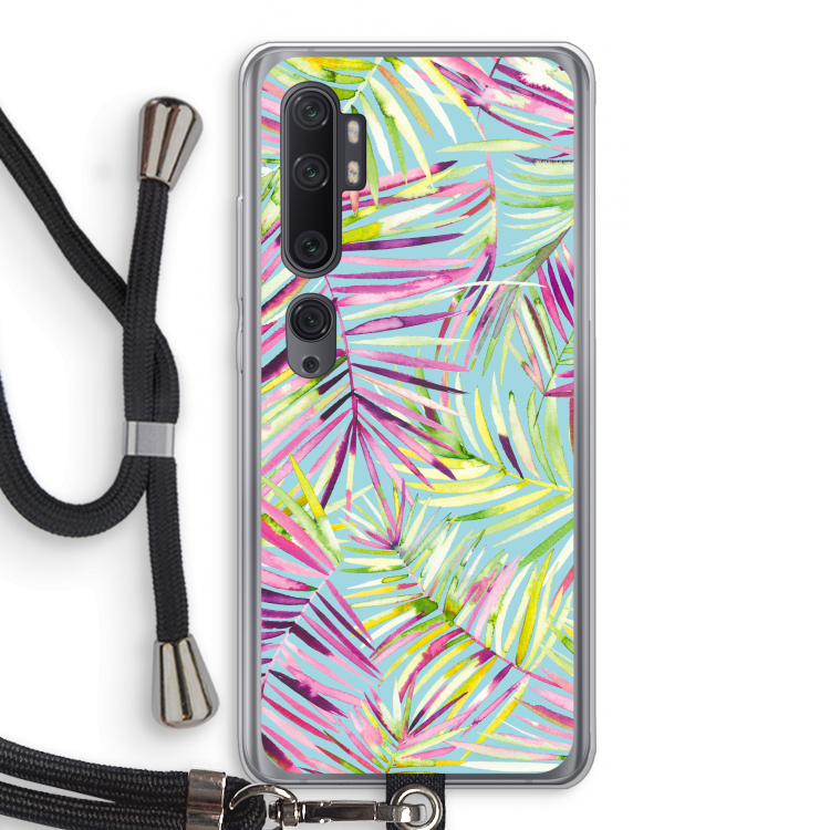 Tropical Palms Blue: Xiaomi Mi Note 10 Pro Transparant Hoesje met koord