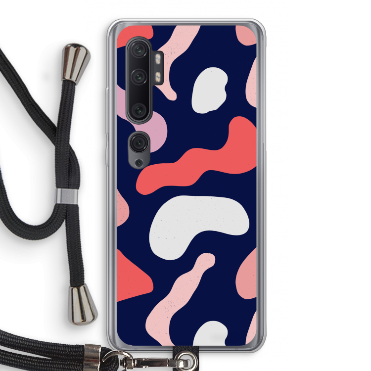Memphis Shapes Pink: Xiaomi Mi Note 10 Pro Transparant Hoesje met koord