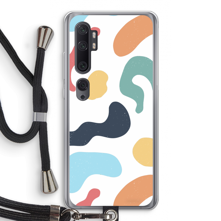 Memphis Shapes Blue: Xiaomi Mi Note 10 Pro Transparant Hoesje met koord