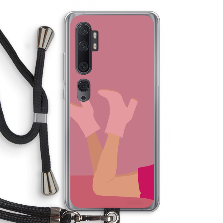 Pink boots: Xiaomi Mi Note 10 Pro Transparant Hoesje met koord