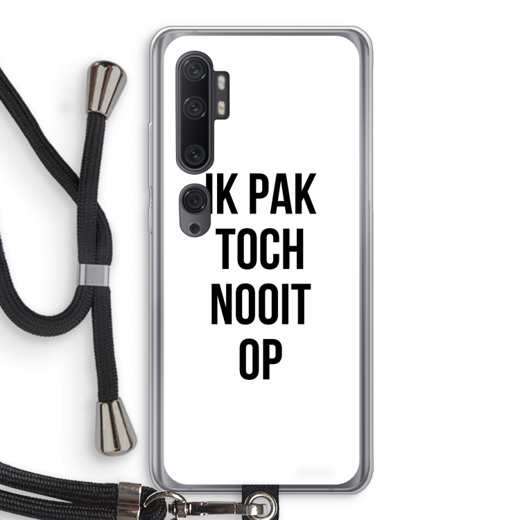 Ik pak nooit op: Xiaomi Mi Note 10 Pro Transparant Hoesje met koord