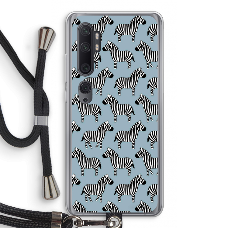 Zebra: Xiaomi Mi Note 10 Pro Transparant Hoesje met koord