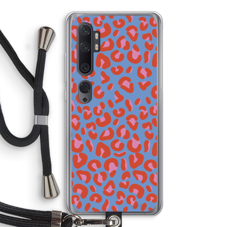 Leopard blue: Xiaomi Mi Note 10 Pro Transparant Hoesje met koord