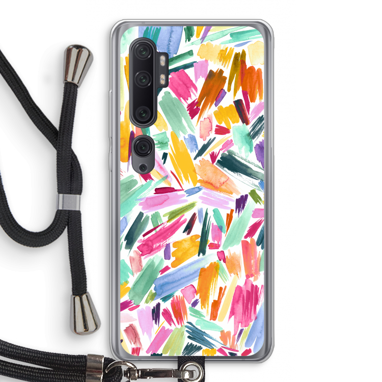 Watercolor Brushstrokes: Xiaomi Mi Note 10 Pro Transparant Hoesje met koord