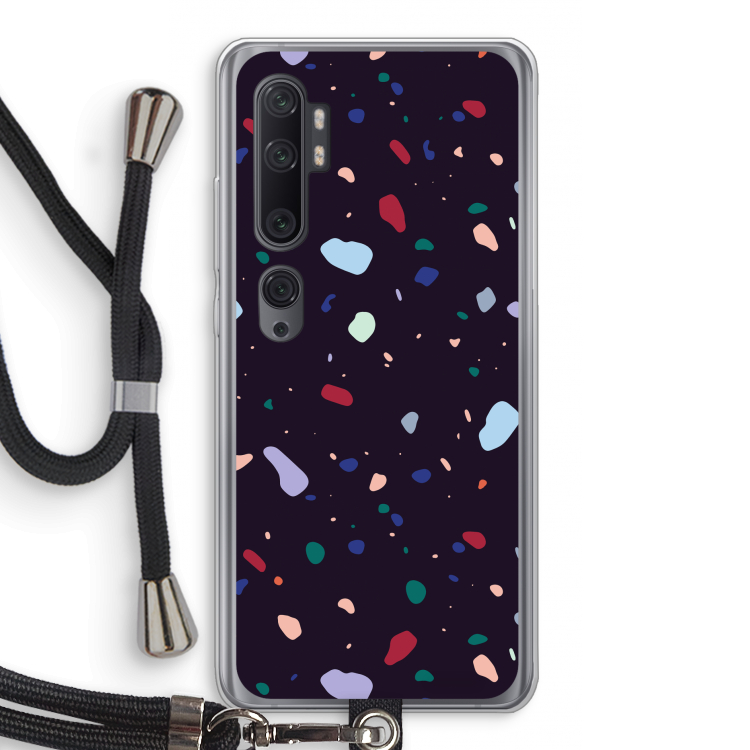 Dark Rounded Terrazzo: Xiaomi Mi Note 10 Pro Transparant Hoesje met koord
