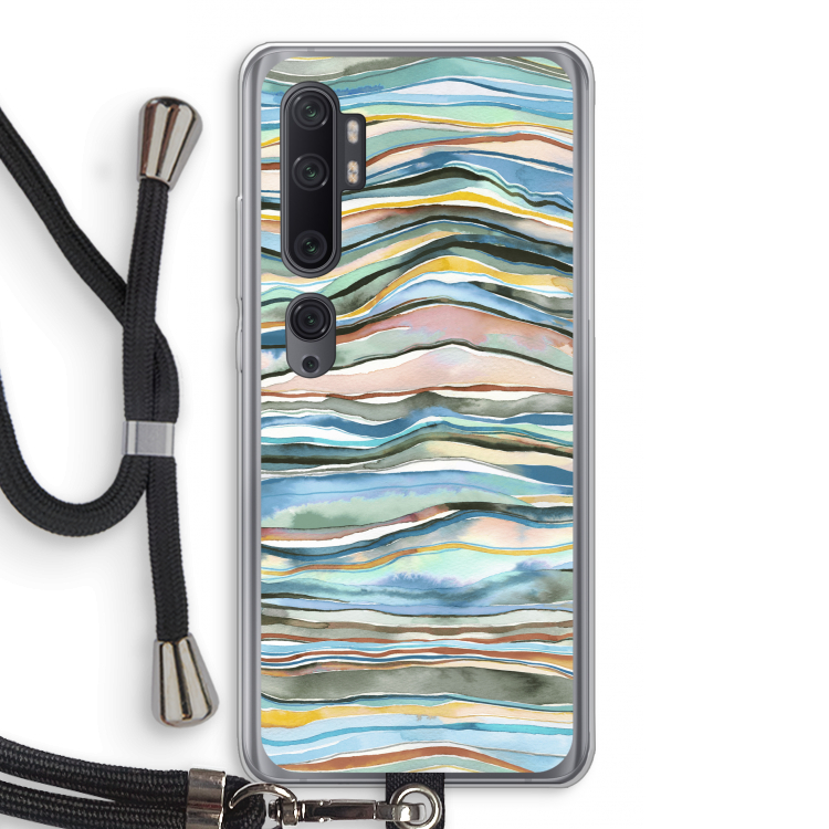 Watercolor Agate: Xiaomi Mi Note 10 Pro Transparant Hoesje met koord