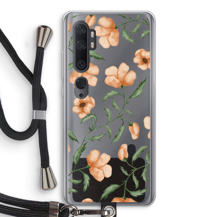 Peachy flowers: Xiaomi Mi Note 10 Pro Transparant Hoesje met koord