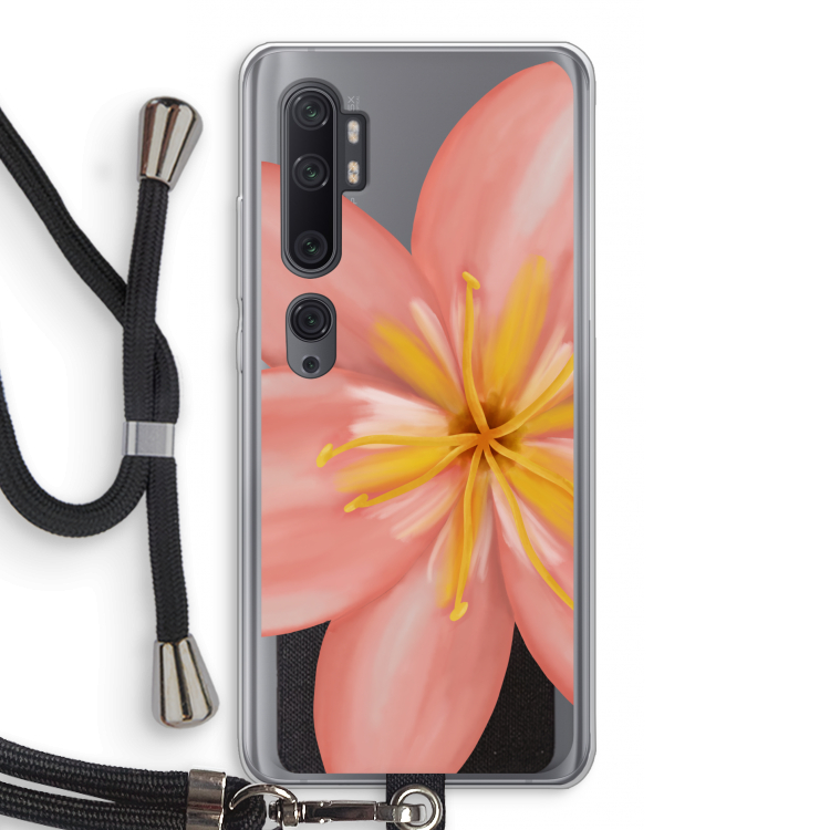 Pink Ellila Flower: Xiaomi Mi Note 10 Pro Transparant Hoesje met koord