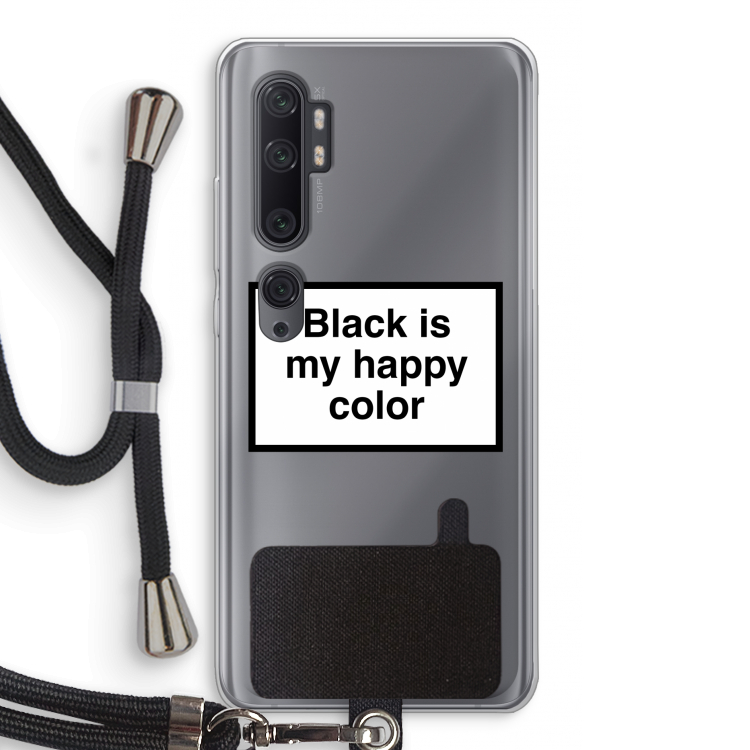 Black is my happy color: Xiaomi Mi Note 10 Pro Transparant Hoesje met koord