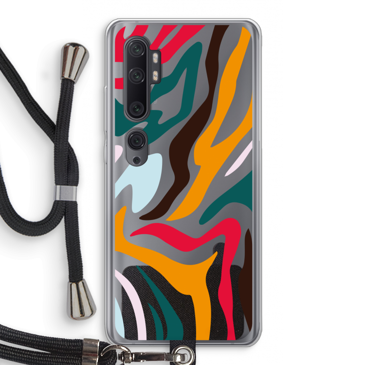 Colored Zebra: Xiaomi Mi Note 10 Pro Transparant Hoesje met koord