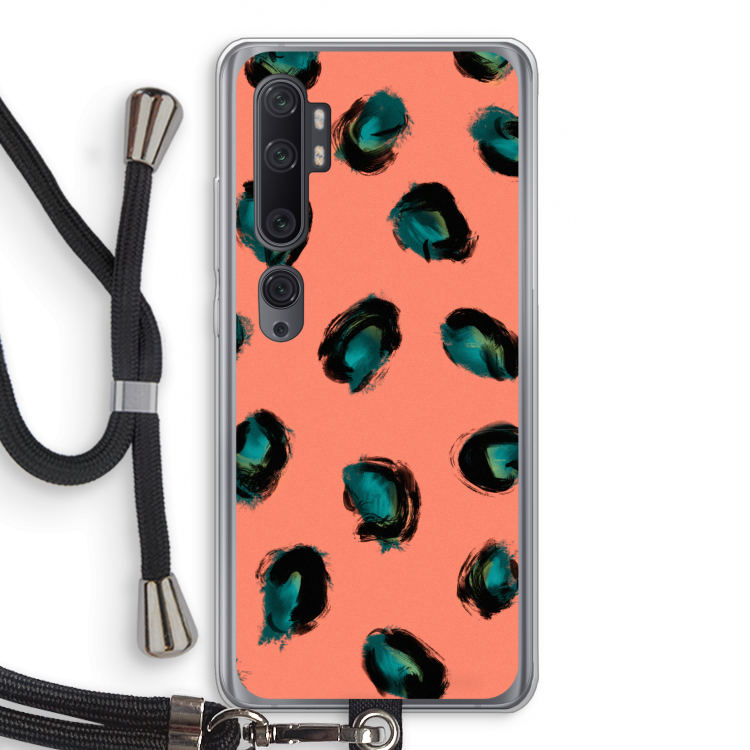 Pink Cheetah: Xiaomi Mi Note 10 Pro Transparant Hoesje met koord