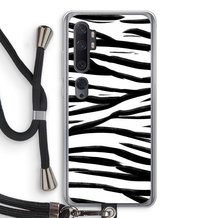 Zebra pattern: Xiaomi Mi Note 10 Pro Transparant Hoesje met koord