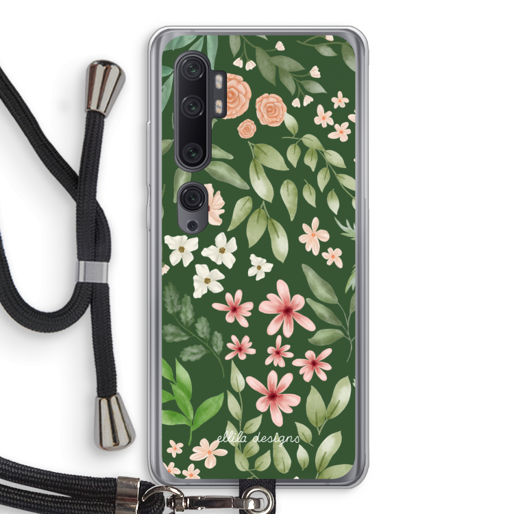 Botanical green sweet flower heaven: Xiaomi Mi Note 10 Pro Transparant Hoesje met koord