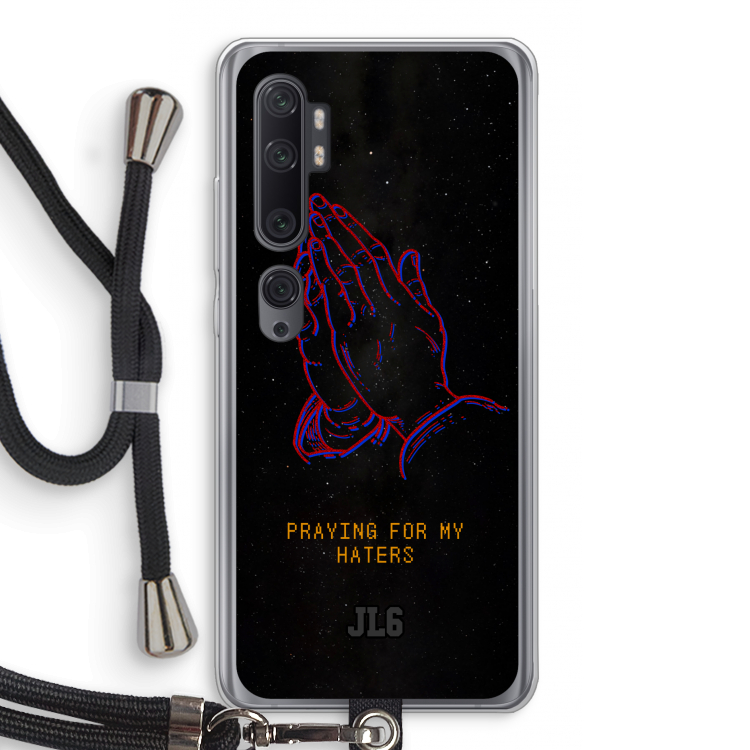 Praying For My Haters: Xiaomi Mi Note 10 Pro Transparant Hoesje met koord