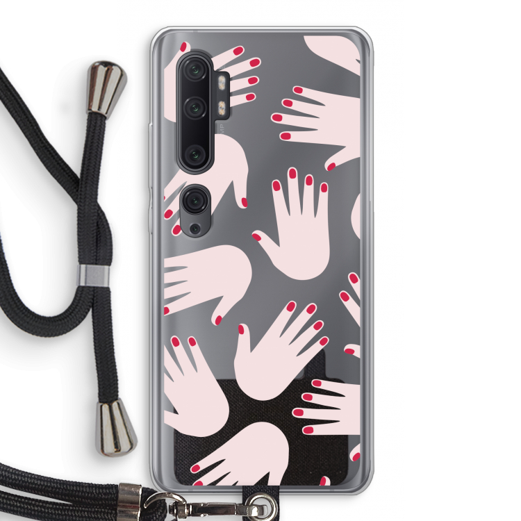 Hands pink: Xiaomi Mi Note 10 Pro Transparant Hoesje met koord