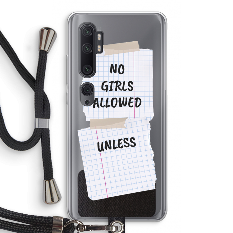 No Girls Allowed Unless: Xiaomi Mi Note 10 Pro Transparant Hoesje met koord