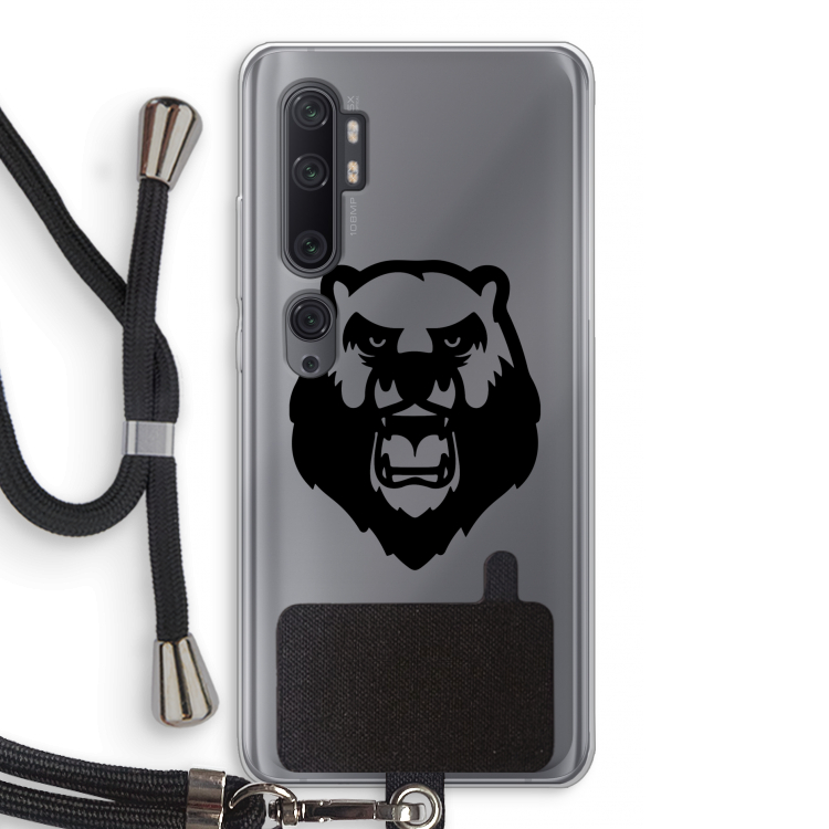 Angry Bear (black): Xiaomi Mi Note 10 Pro Transparant Hoesje met koord