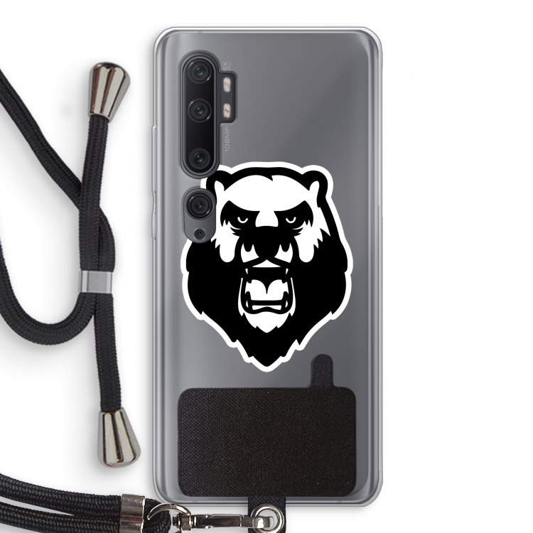Angry Bear (white): Xiaomi Mi Note 10 Pro Transparant Hoesje met koord