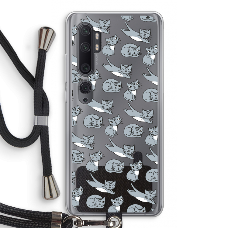 Poezen: Xiaomi Mi Note 10 Pro Transparant Hoesje met koord