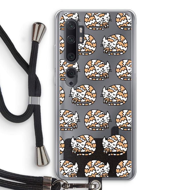Slapende poes: Xiaomi Mi Note 10 Pro Transparant Hoesje met koord