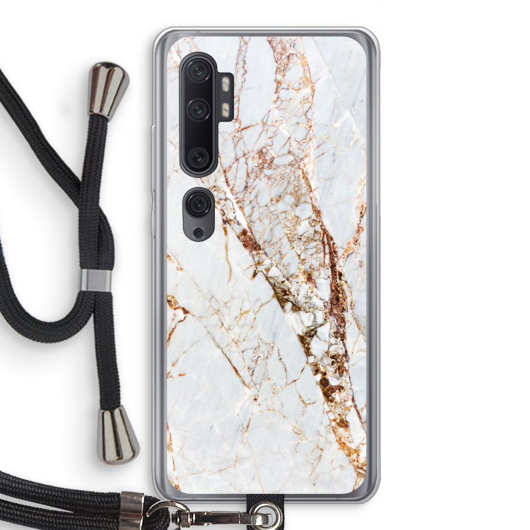 Goud marmer: Xiaomi Mi Note 10 Pro Transparant Hoesje met koord