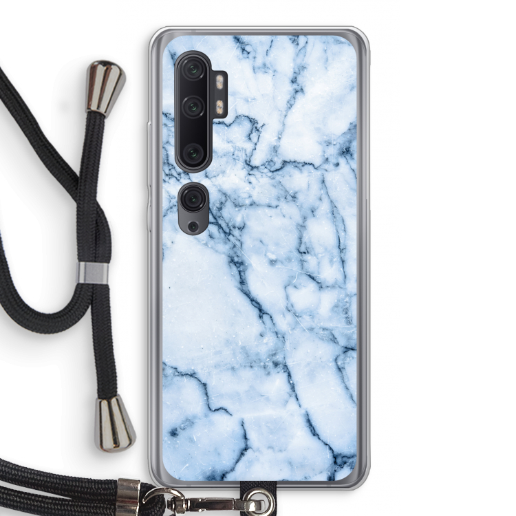Blauw marmer: Xiaomi Mi Note 10 Pro Transparant Hoesje met koord