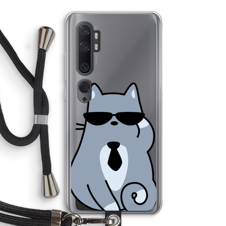 Cool cat: Xiaomi Mi Note 10 Pro Transparant Hoesje met koord