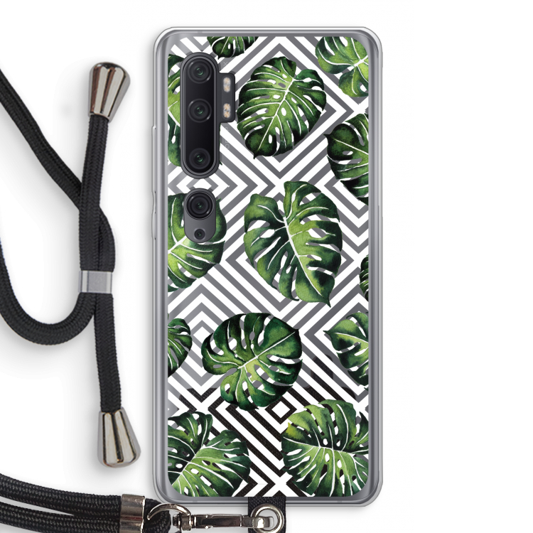 Geometrische jungle: Xiaomi Mi Note 10 Pro Transparant Hoesje met koord