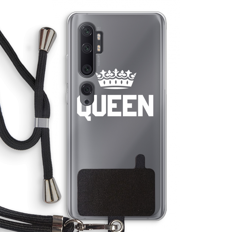 Queen zwart: Xiaomi Mi Note 10 Pro Transparant Hoesje met koord