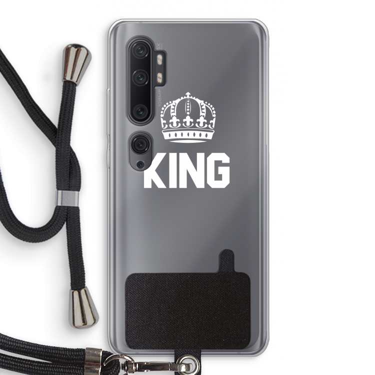 King zwart: Xiaomi Mi Note 10 Pro Transparant Hoesje met koord
