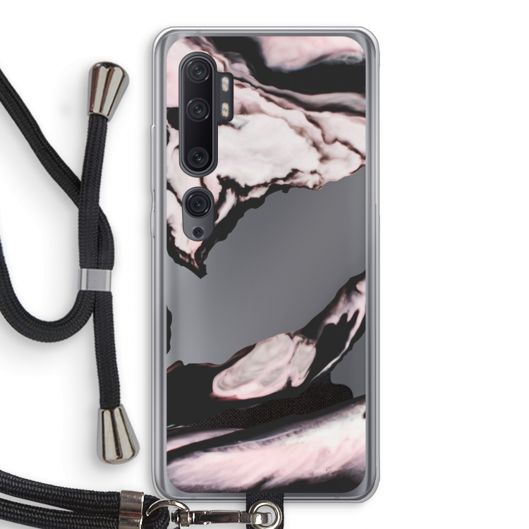 Roze stroom: Xiaomi Mi Note 10 Pro Transparant Hoesje met koord