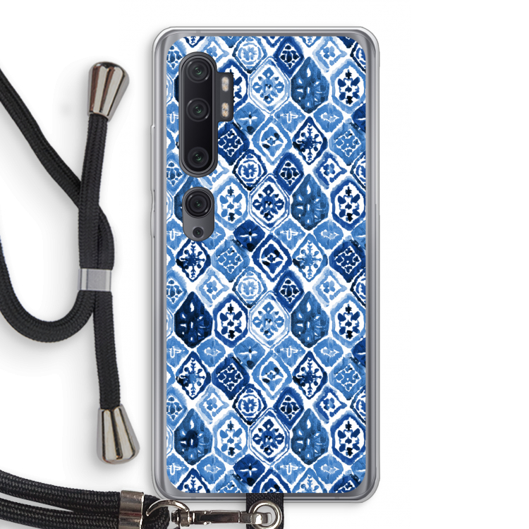 Blauw motief: Xiaomi Mi Note 10 Pro Transparant Hoesje met koord