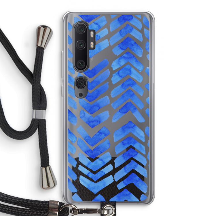Blauwe pijlen: Xiaomi Mi Note 10 Pro Transparant Hoesje met koord