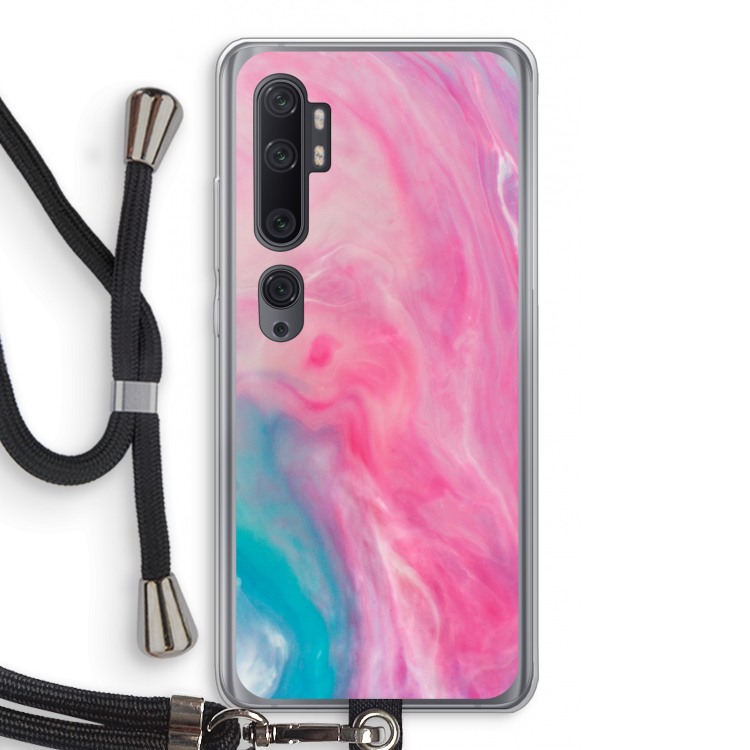 Roze explosie: Xiaomi Mi Note 10 Pro Transparant Hoesje met koord